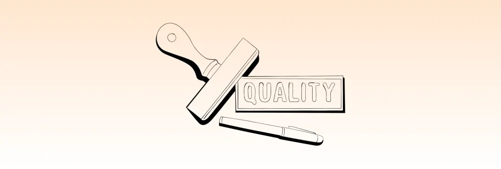 Quality stamp colored banner