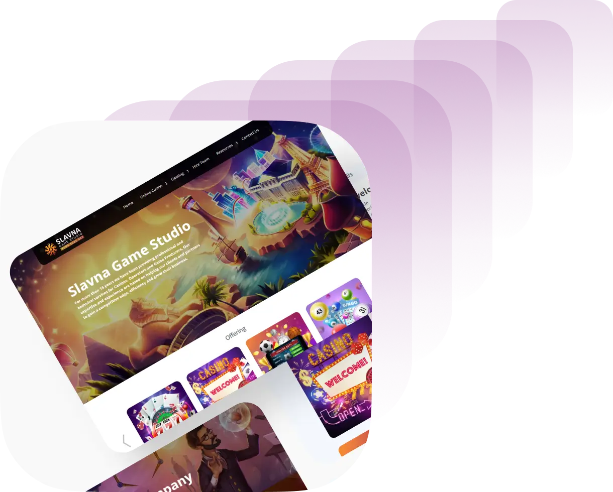 game studio site within white rounded rectangle