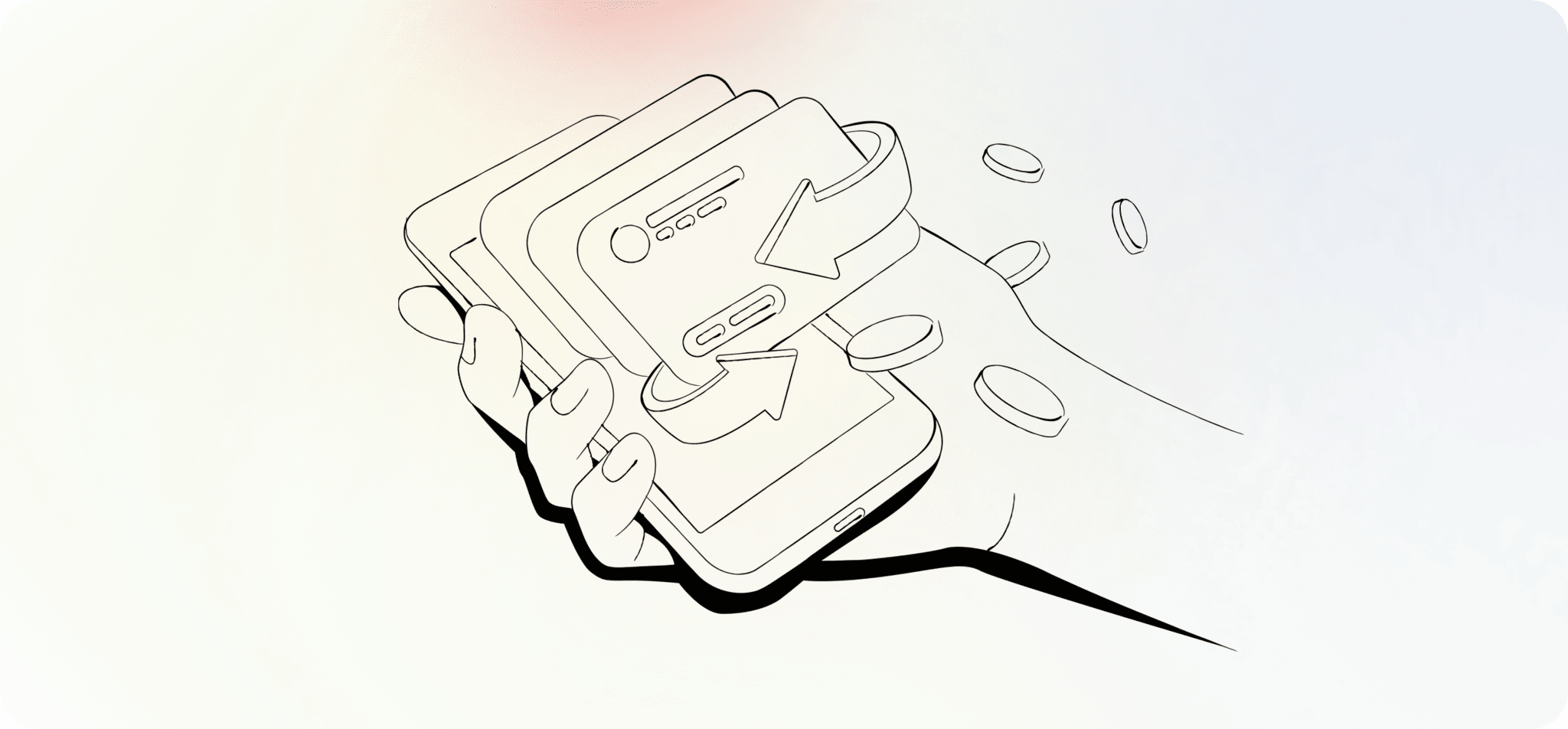 banner image with hand holding phone and credit cards