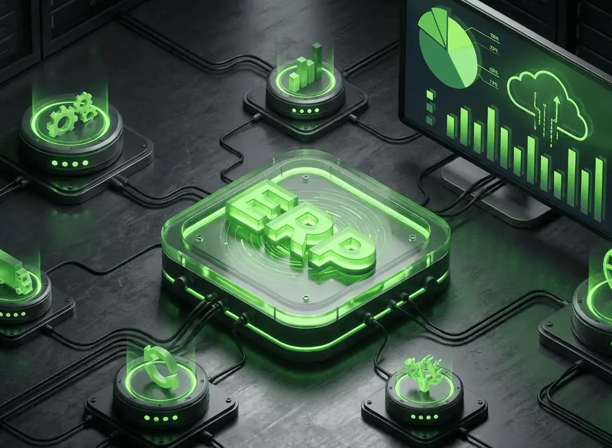 tech rounded squares with green signs