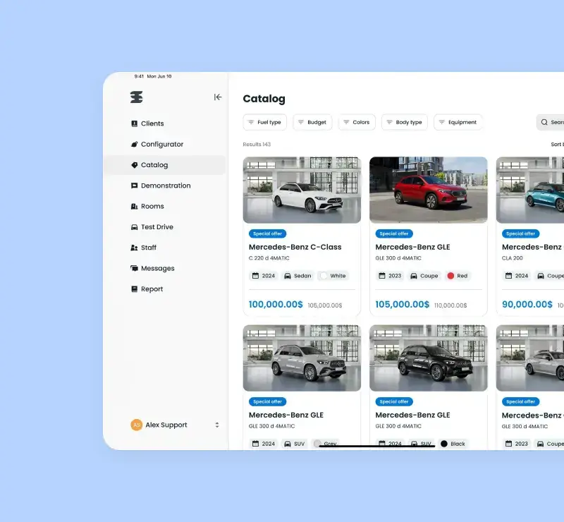 blue background with car catalog