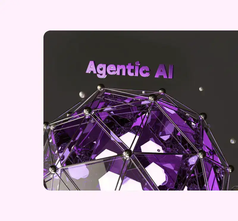 pink background with deltahedron with glass purple faces